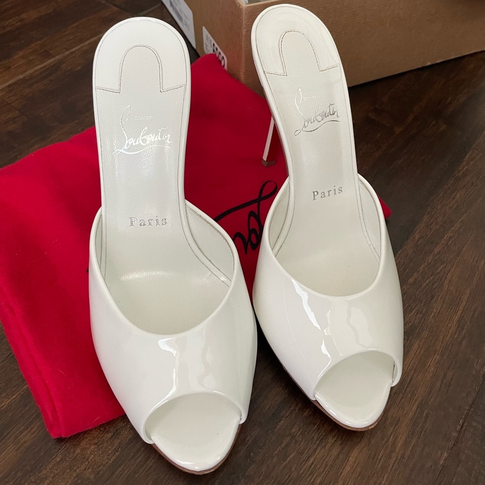 Christian Louboutin White Peep-Toe Heels